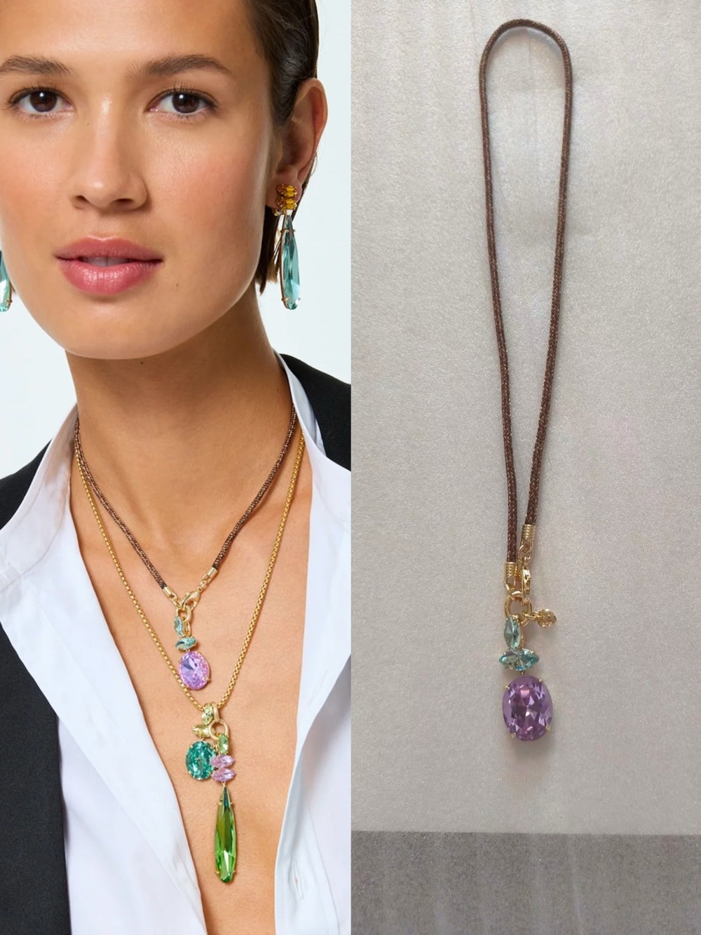 Roxanne Assoulin Crystal Granita Le Petite Cord Necklace